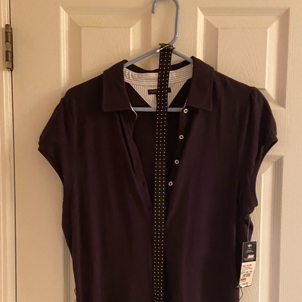 Tommy Hilfiger NWT Black Short Sleeve Shirt Dress w belt